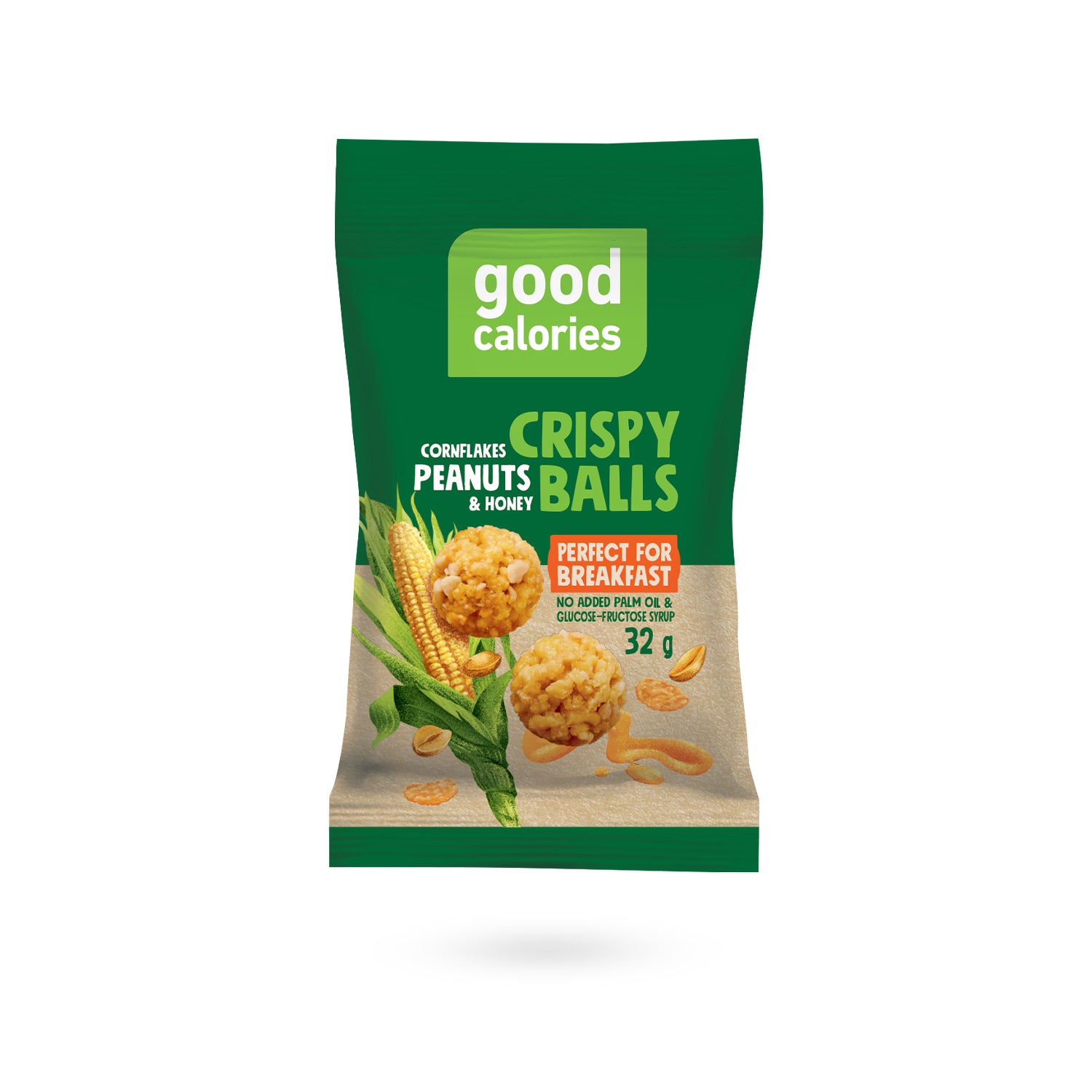 Knusperkugeln Snack mit Cornflakes und Erdnüssen von Good Calories im 32g Beutel