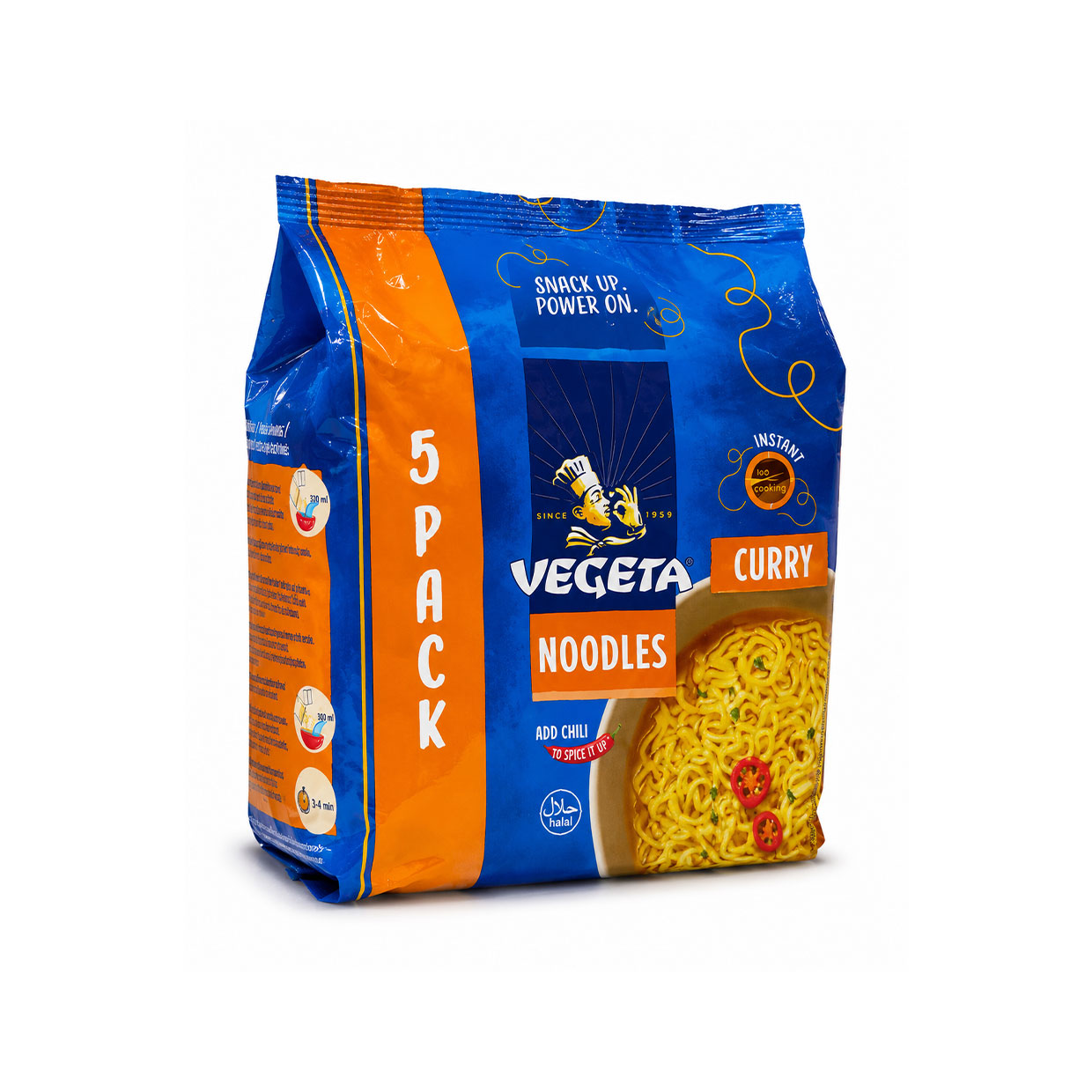 Vegeta Instant-Nudeln mit Curry (5er Pack), 355g Beutel