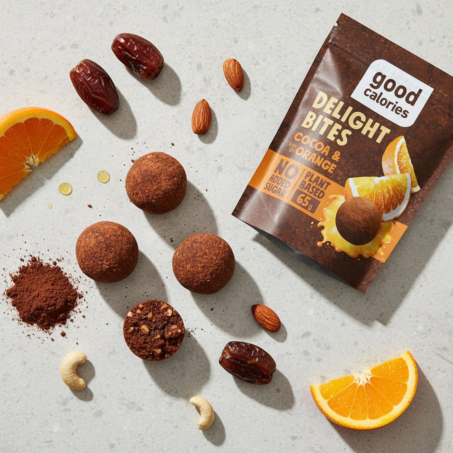 Good Calories Dattel-Kugeln Kakao & Orange, 65g Beutel