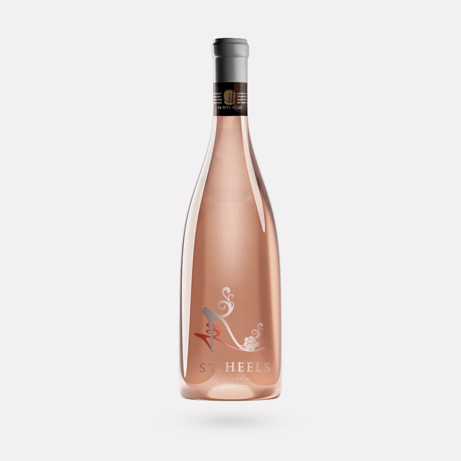 Freigestellte Flasche des Saints Hills St. Heels Roséweins (750ml) vor neutralem Hintergrund